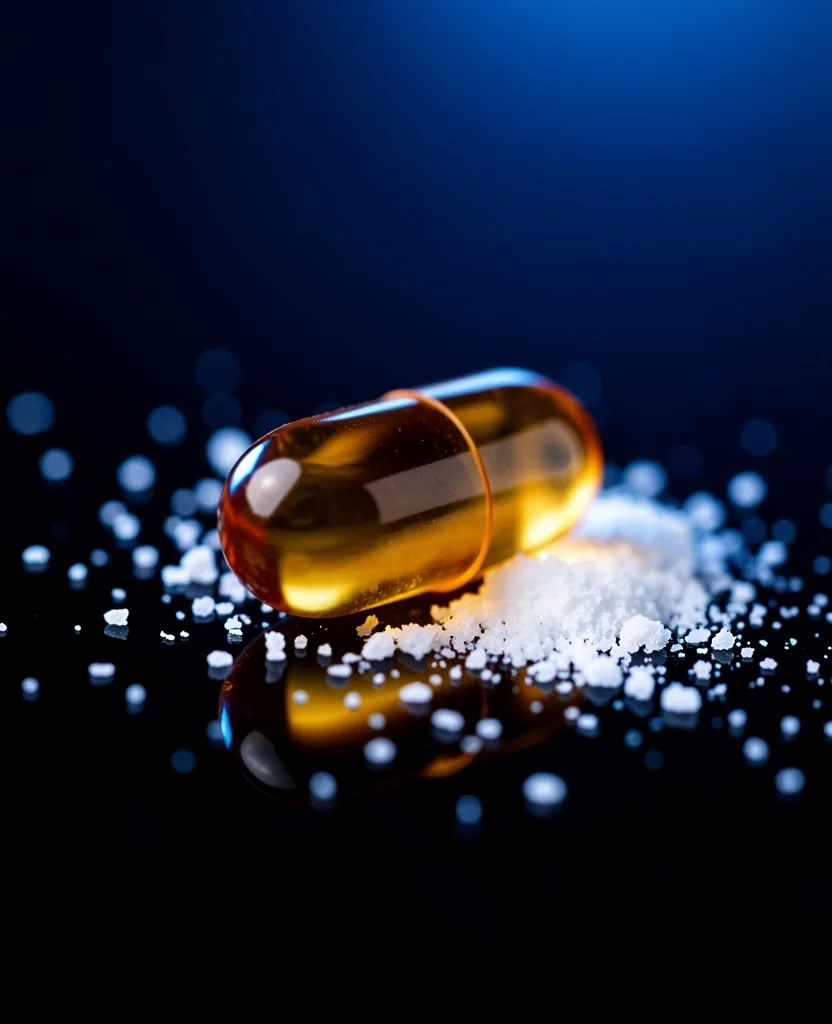 Natural supplement capsule with crystalline powder